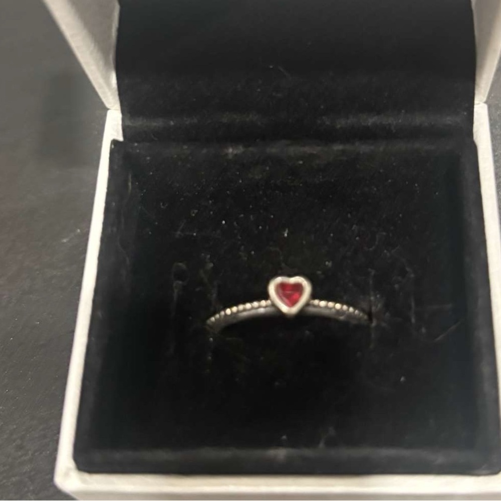 Pandora Silver Heart Ring with Red Gemstone​ - Picture 4 of 4